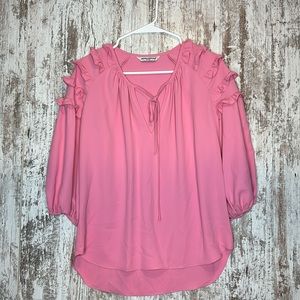 Amanda Uprichard Pink Ruffle Blouse Size XS
